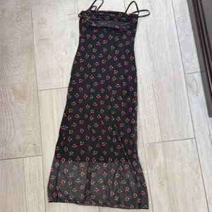 See You Monday Black Cherry Pattern Maxi Dress